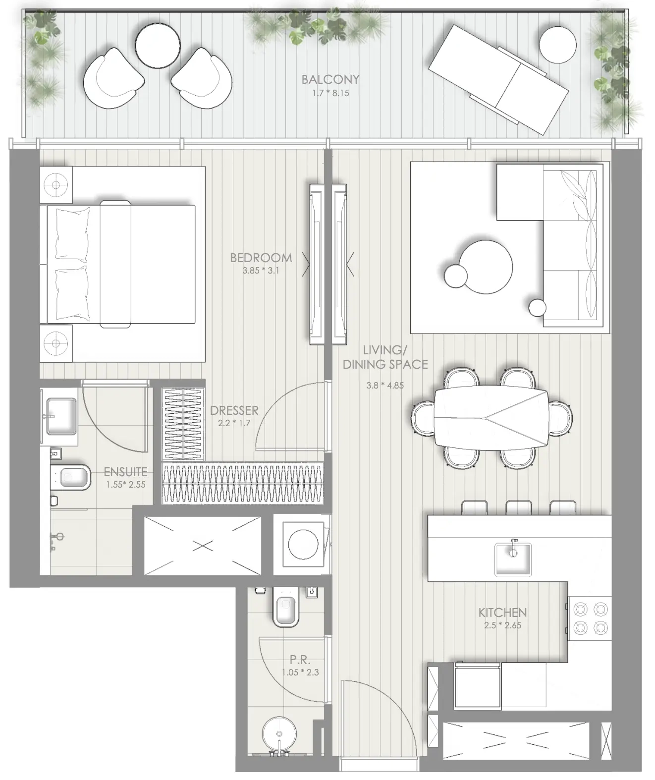 Unit type 1 bed