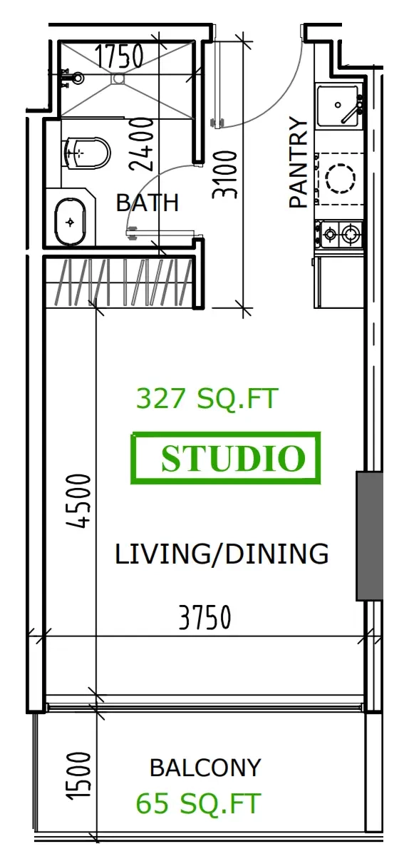 Unit type 1 bed