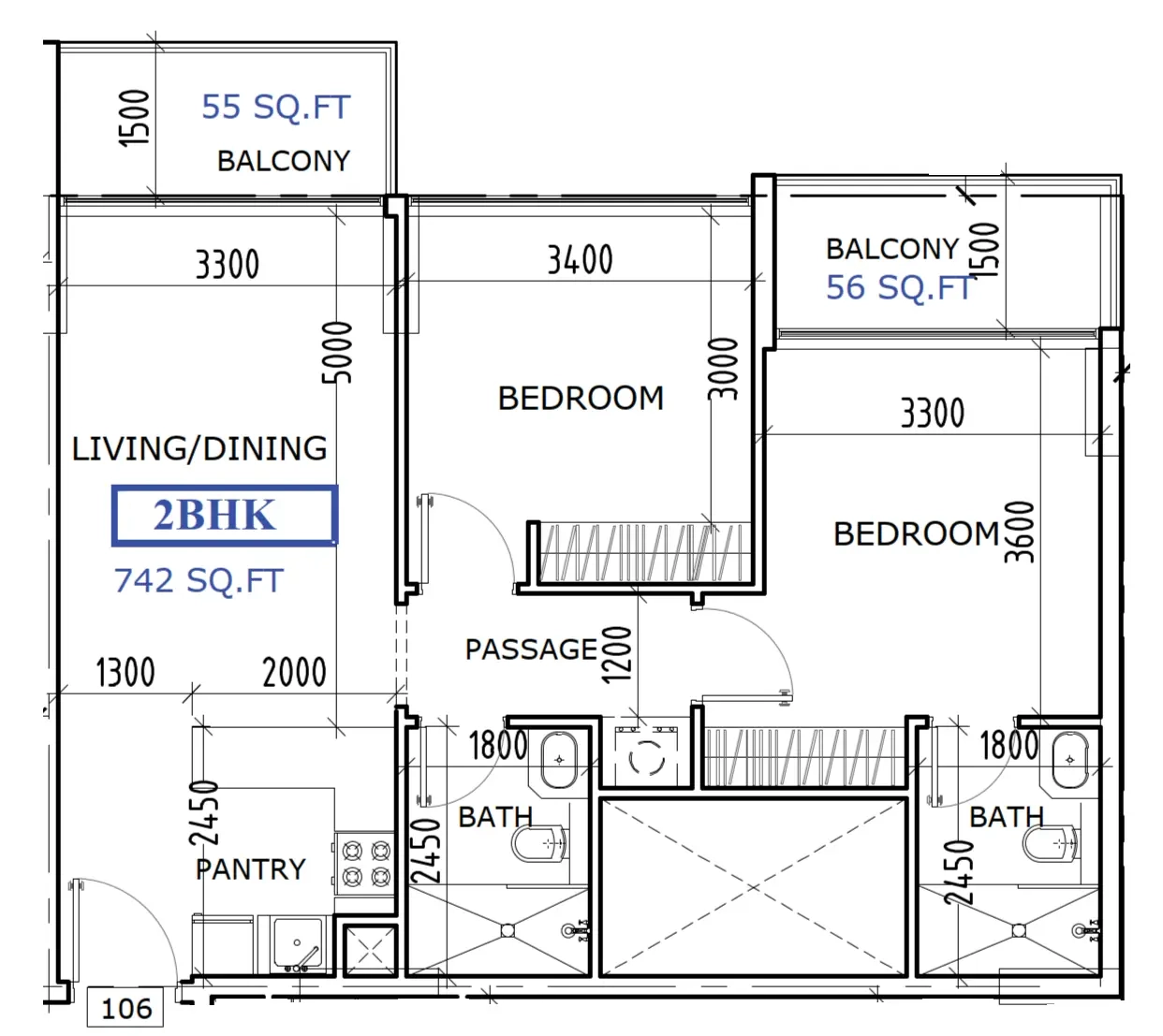 Unit type 2 bed
