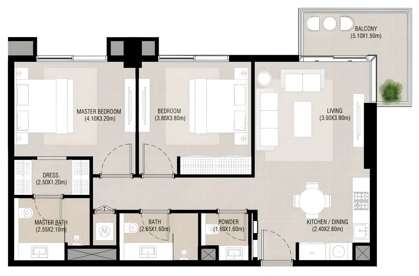Unit type 2 bed