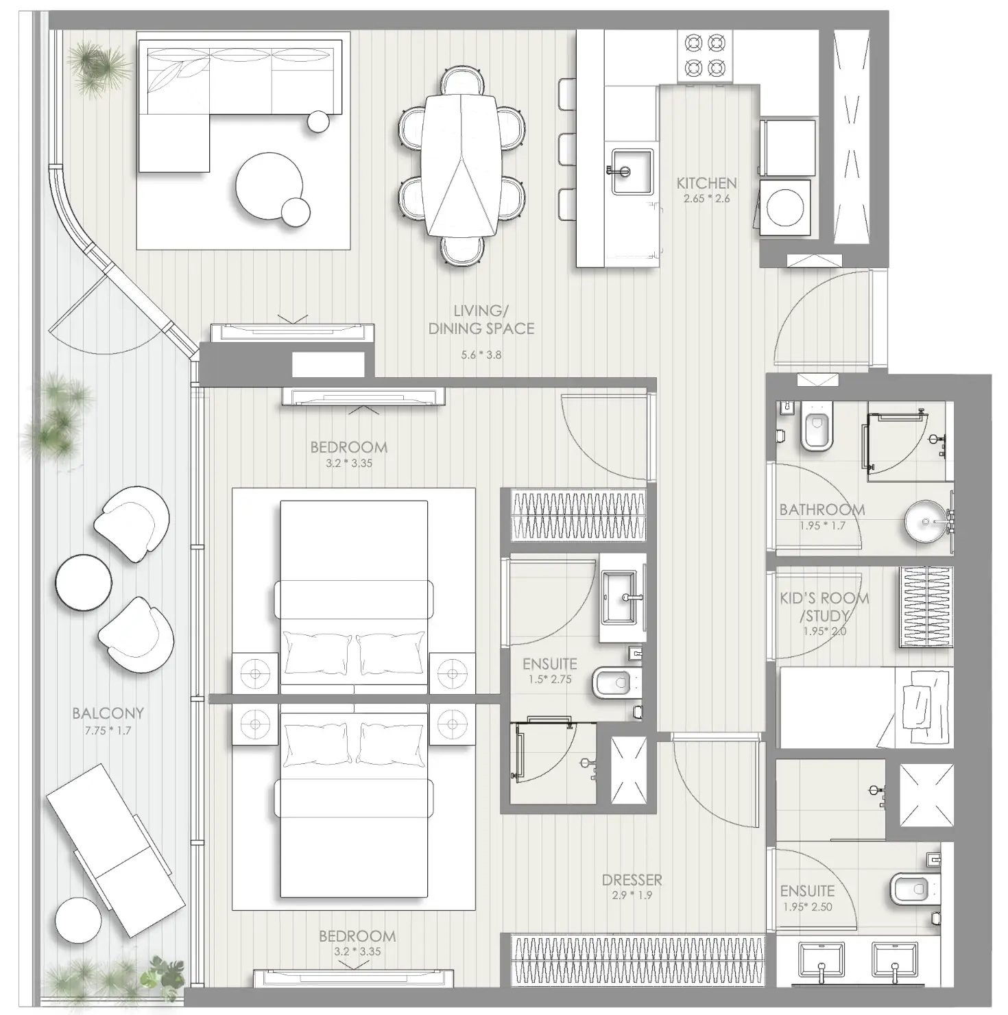 Unit type 2 bed